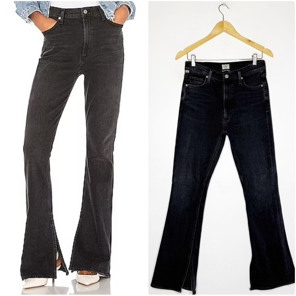 Citizens of humanity Georgia high-rise boot cut jeans Black Split Size 27 - Picture 1 of 8